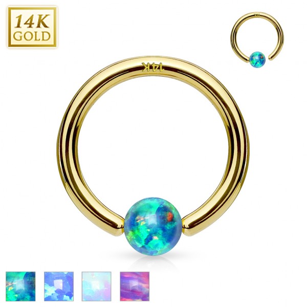 14 Karat Gelbgold Hoop Ring mit Opal