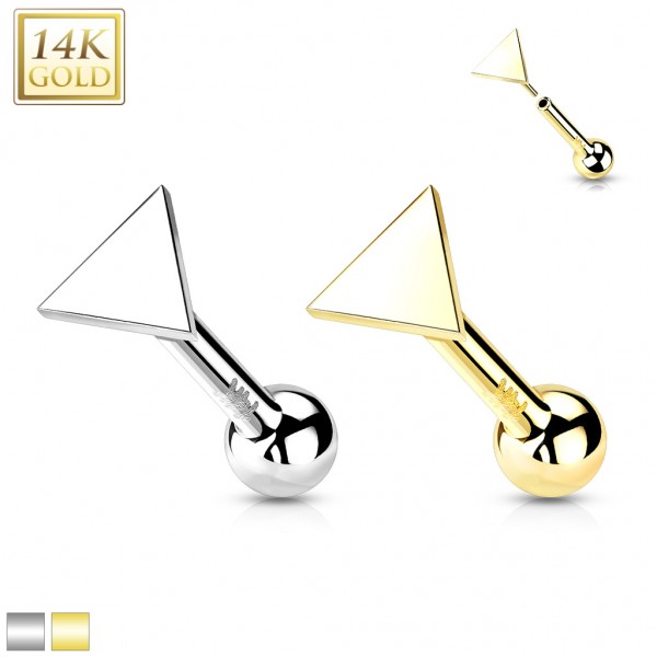 14 Karat Gold Dreieck Barbell Piercing Helix Threadless Push In Stange