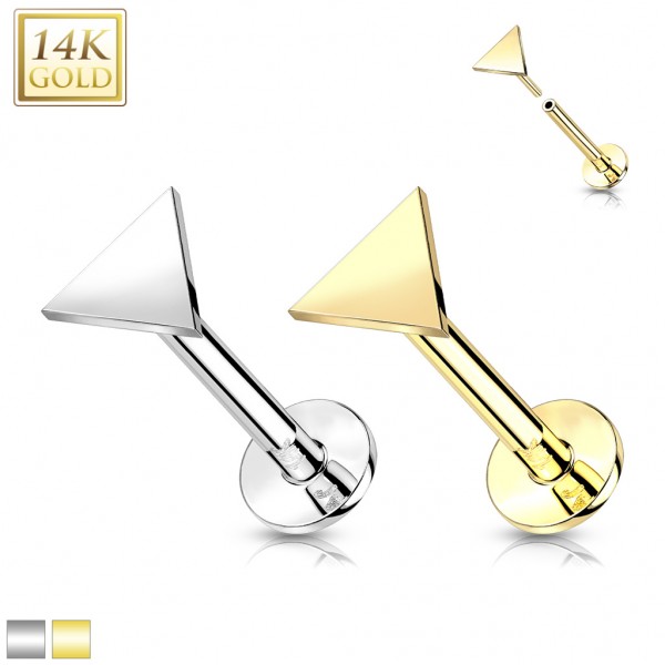 14 Karat Gold Labret mit Dreieck Threadless Push In Piercing ohne Gewinde Ohrpiercing Monroe