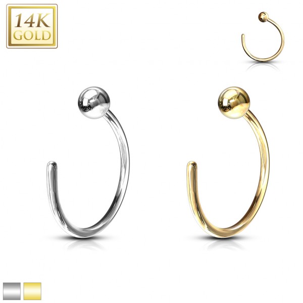 14 Karat Gold Nasenpiercing mit Kugel Hoop Ring Nasenring Weißgold 585 Gelbogold